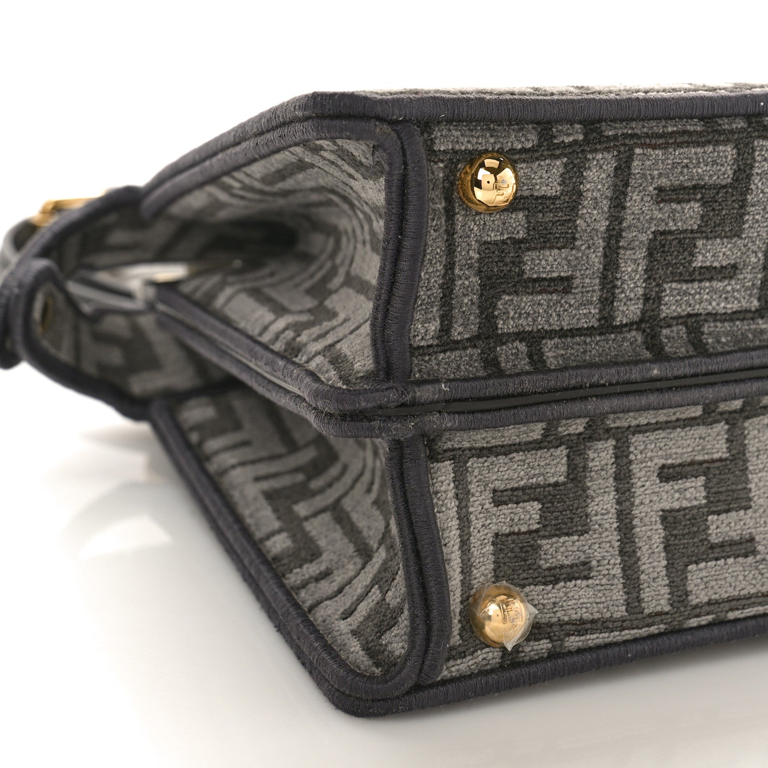 Fendi Chenille Vitello Seta FF Small Peekaboo I SEE U Satchel Anthracite Asfalto 7 of 8