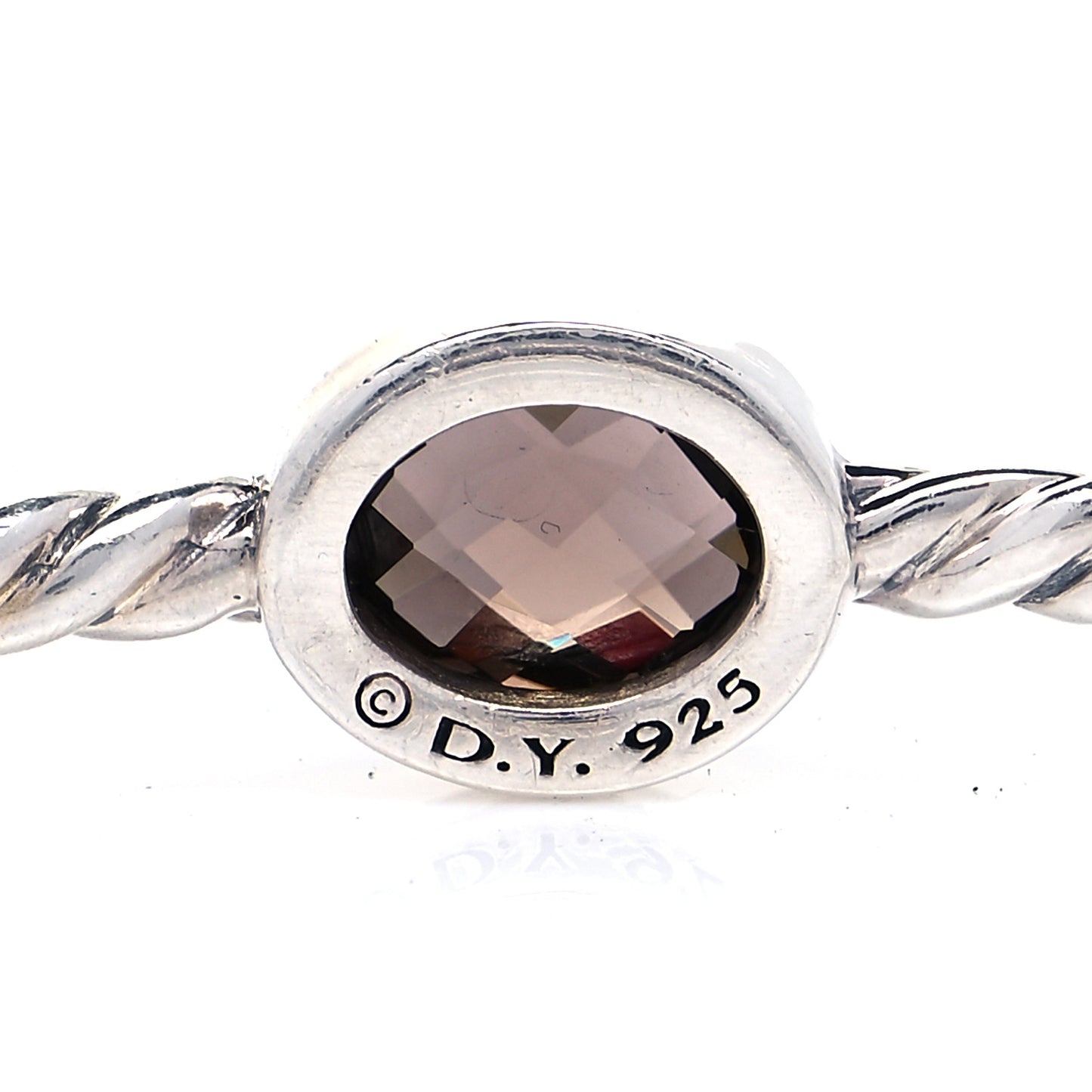 Sterling Silver Smoky Quartz Color Classics 4 Station Bangle Bracelet