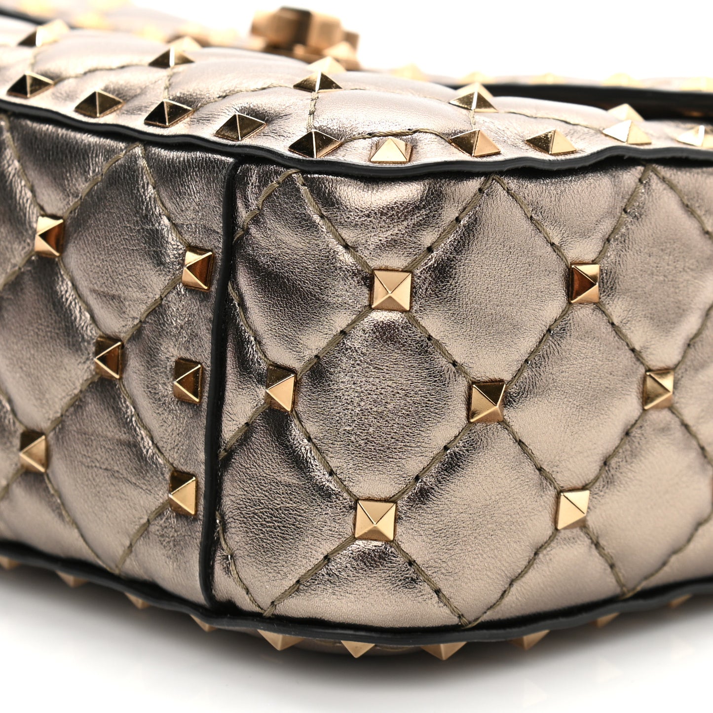 Metallic Lambskin Medium Rockstud Spike Shoulder Bag Sasso