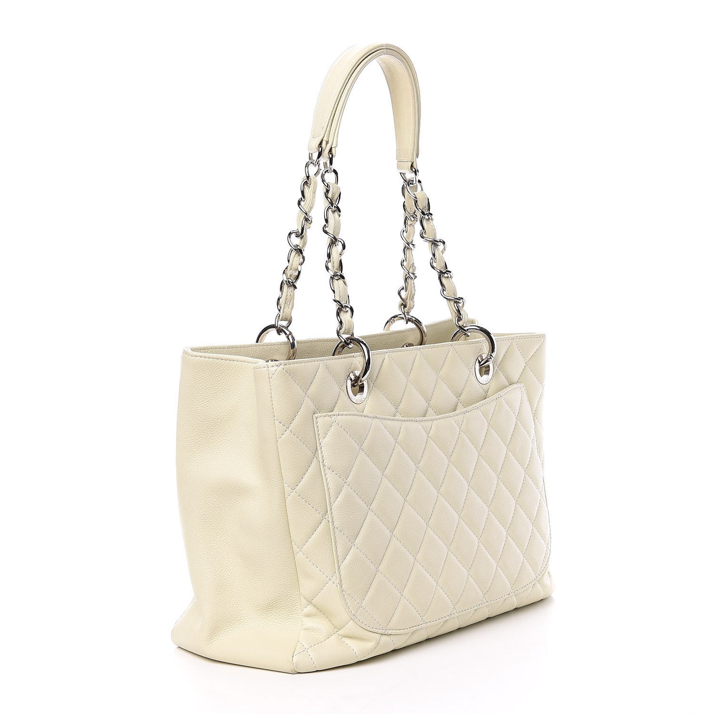 Caviar Quilted Grand Shopping Tote GST Ecru