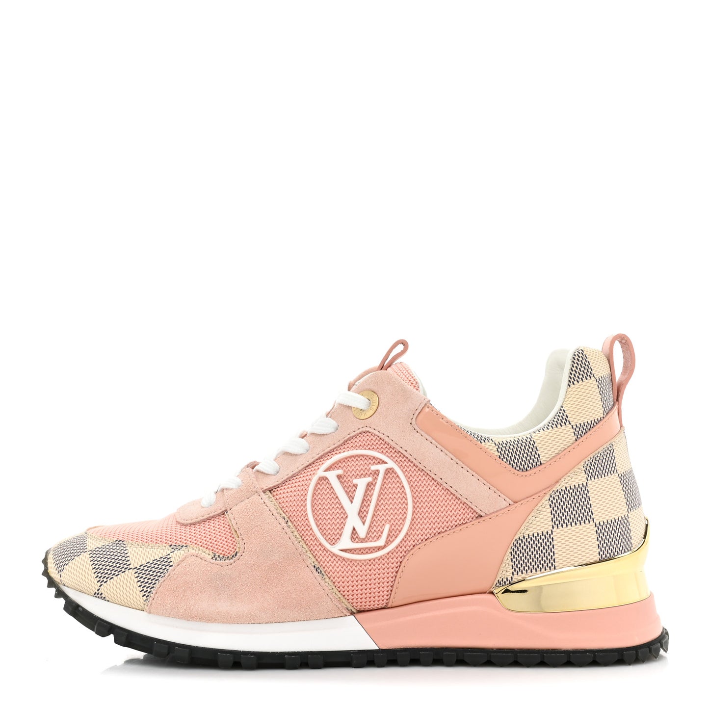 Suede Damier Azur Run Away Sneakers 36 Pink