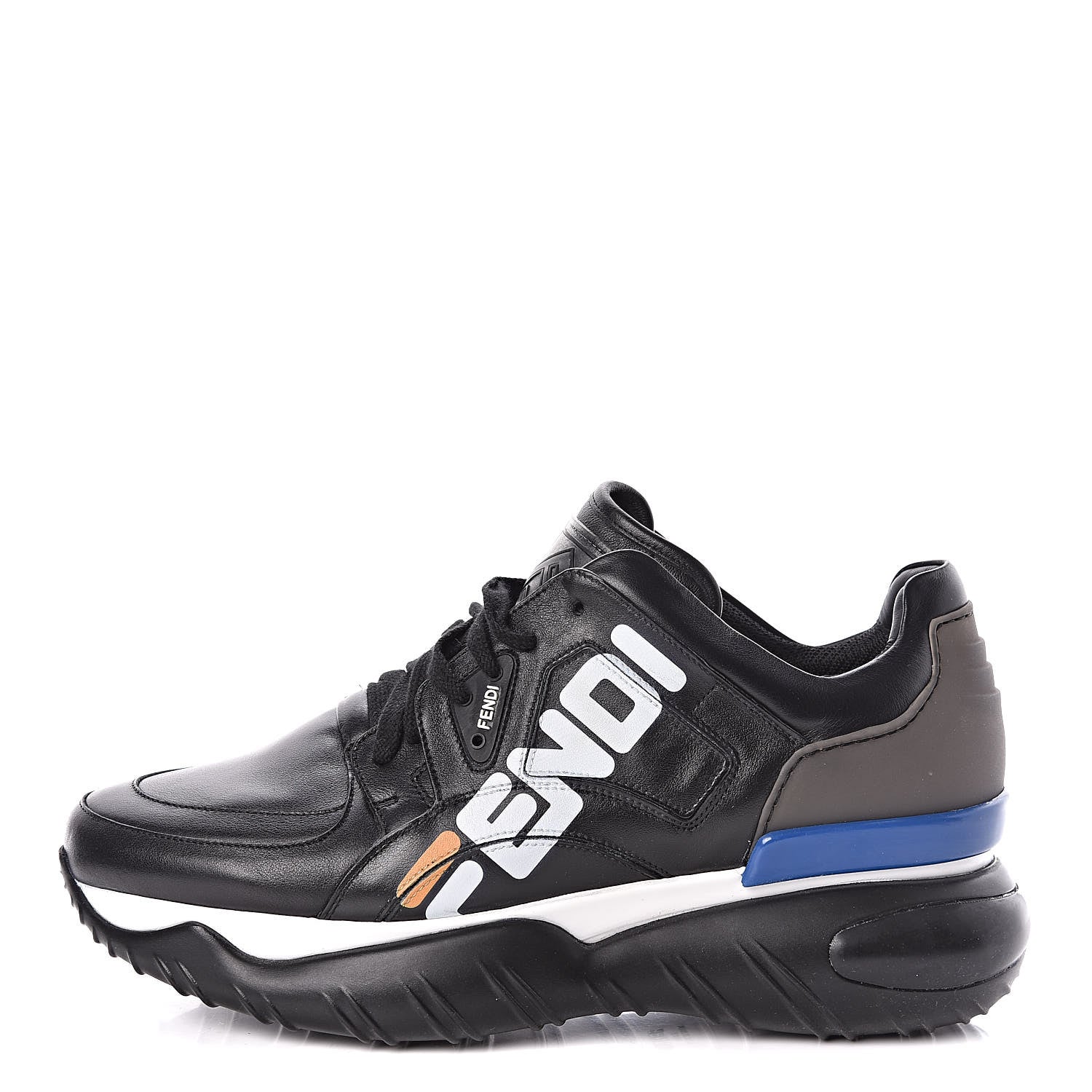 Fendi X FILA Vitello Mania Painted Mens Chunky Sneakers 9 Black Zucca White Ice 1 of 8
