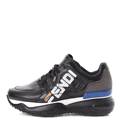 Fendi X FILA Vitello Mania Painted Mens Chunky Sneakers 9 Black Zucca White Ice 1 of 8