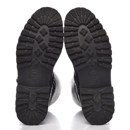 Chanel Calfskin Quilted Biker Boots 38.5 Black 5 of 8