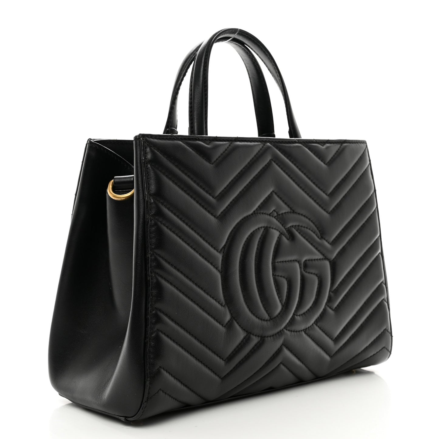 Calfskin Matelasse Small GG Marmont Tote Black