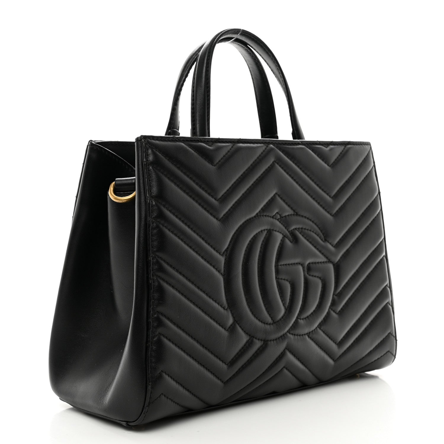 Gucci Calfskin Matelasse Small GG Marmont Tote Black 3 of 12