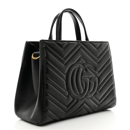 Gucci Calfskin Matelasse Small GG Marmont Tote Black 3 of 12