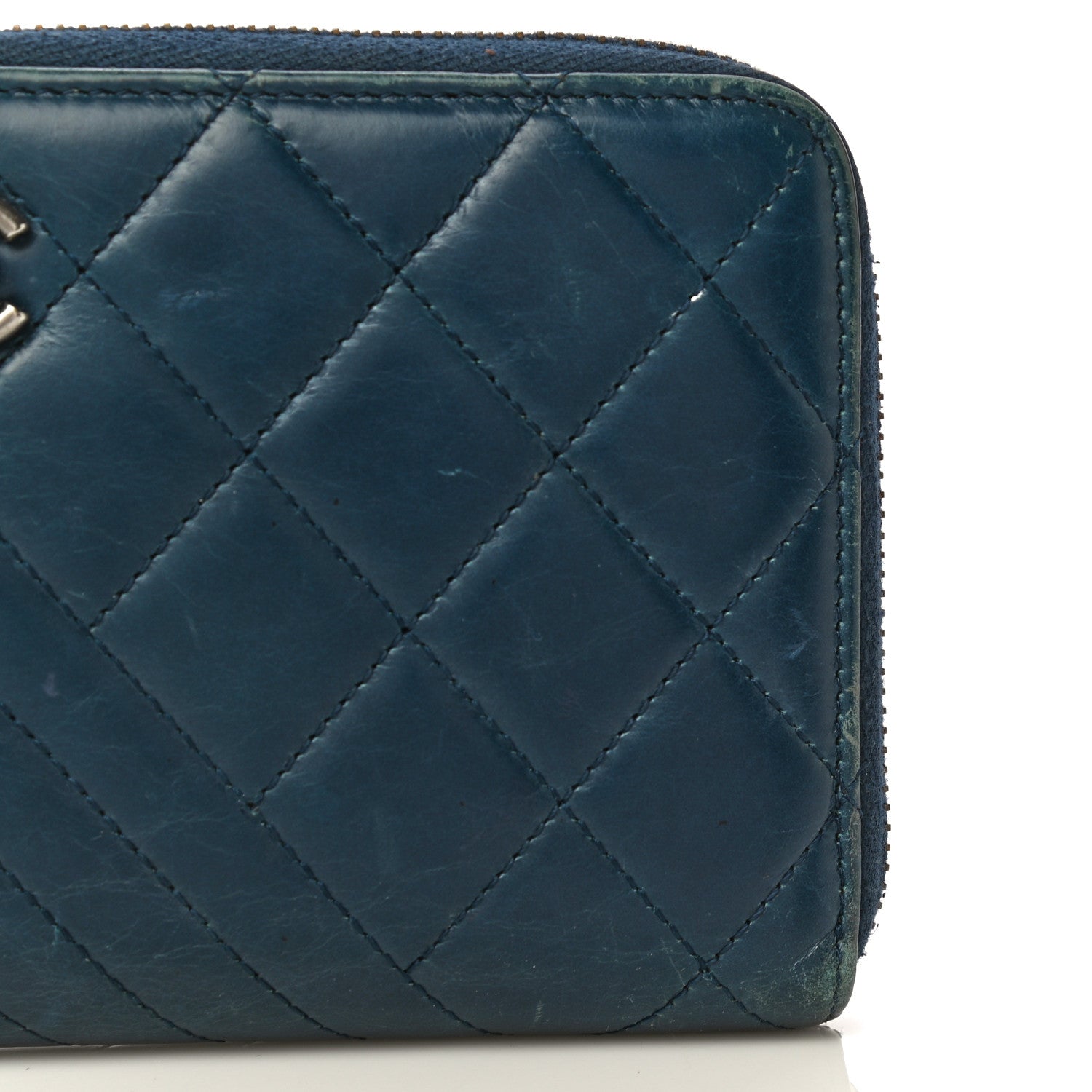 Chanel Glazed Calfskin Quilted Small Coco Boy Zip Around Wallet Blue 19 of 26
