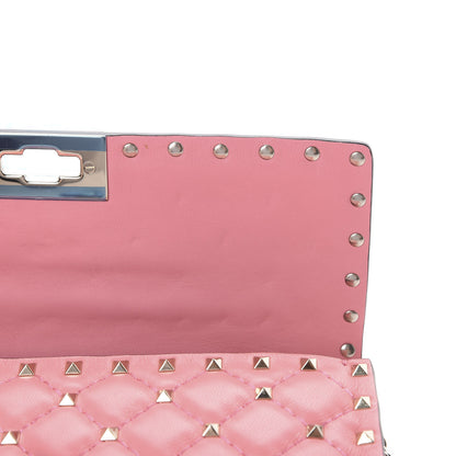 Valentino Garavani Nappa Rockstud Spike Wallet On Chain Paradise Rose 9 of 10