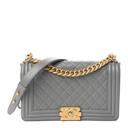 Chanel Calfskin Quilted Medium Boy Flap Grey 1 of 9