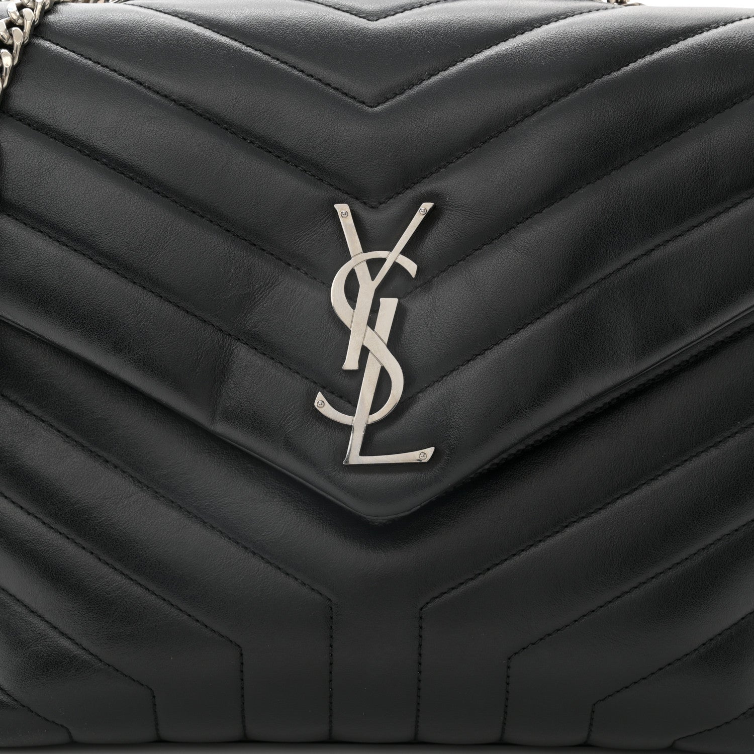 Saint Laurent Calfskin Y Quilted Monogram Medium Loulou Chain Satchel Black 9 of 11
