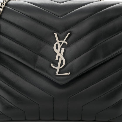 Saint Laurent Calfskin Y Quilted Monogram Medium Loulou Chain Satchel Black 9 of 11