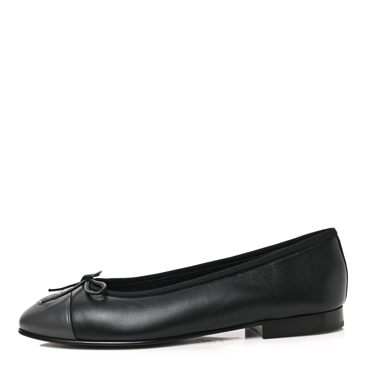 Chanel Lambskin CC Cap Toe Ballerina Flats 37 Black Dark Grey 1 of 8