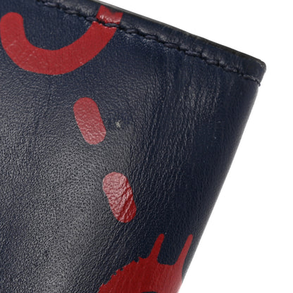 Gucci Calfskin GucciGhost Print Bi-Fold Wallet Blue Agata Hibiscus Red 9 of 10