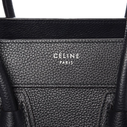 Celine Drummed Calfskin Micro Luggage Black 8 of 10