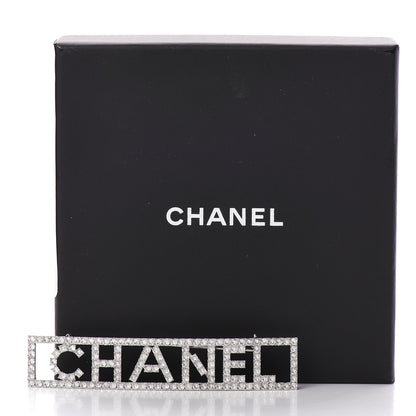 Chanel Crystal Logo Brooch Silver 5 of 5
