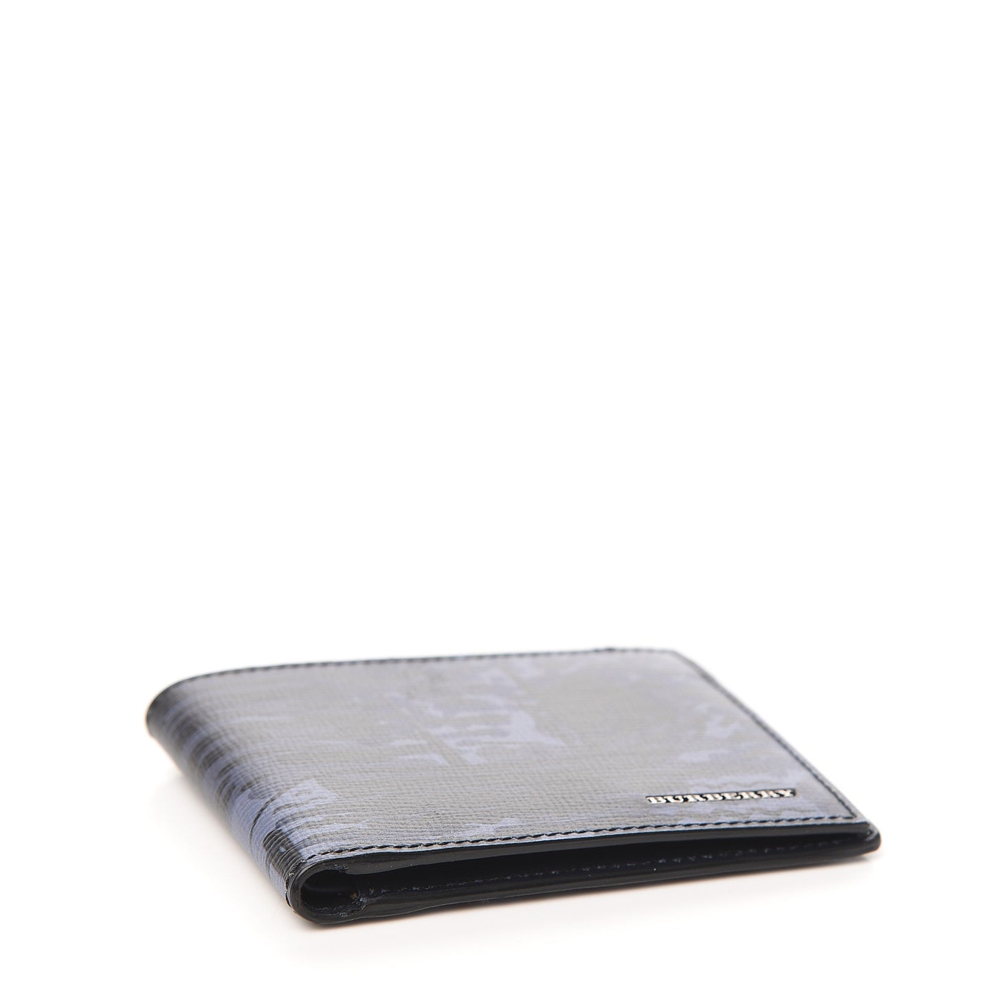 Calfskin Seaside Print BBi-Fold Wallet Bright Navy