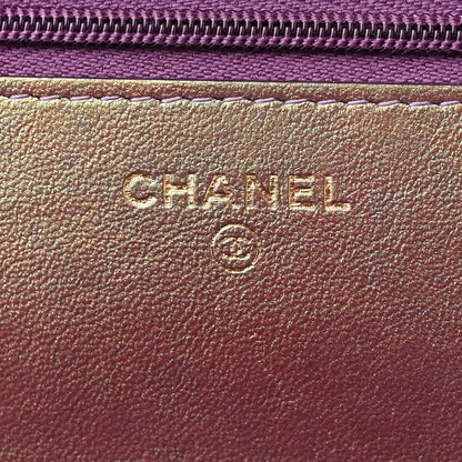 Chanel Iridescent Lambskin Quilted Wallet On Chain WOC Purple 6 of 13