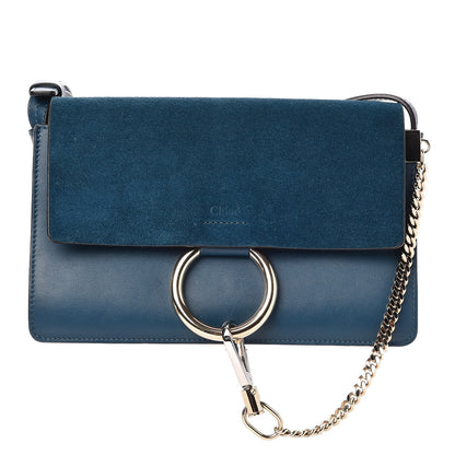 Chloe Suede Calfskin Small Faye Shoulder Bag Majolica Blue 1 of 7