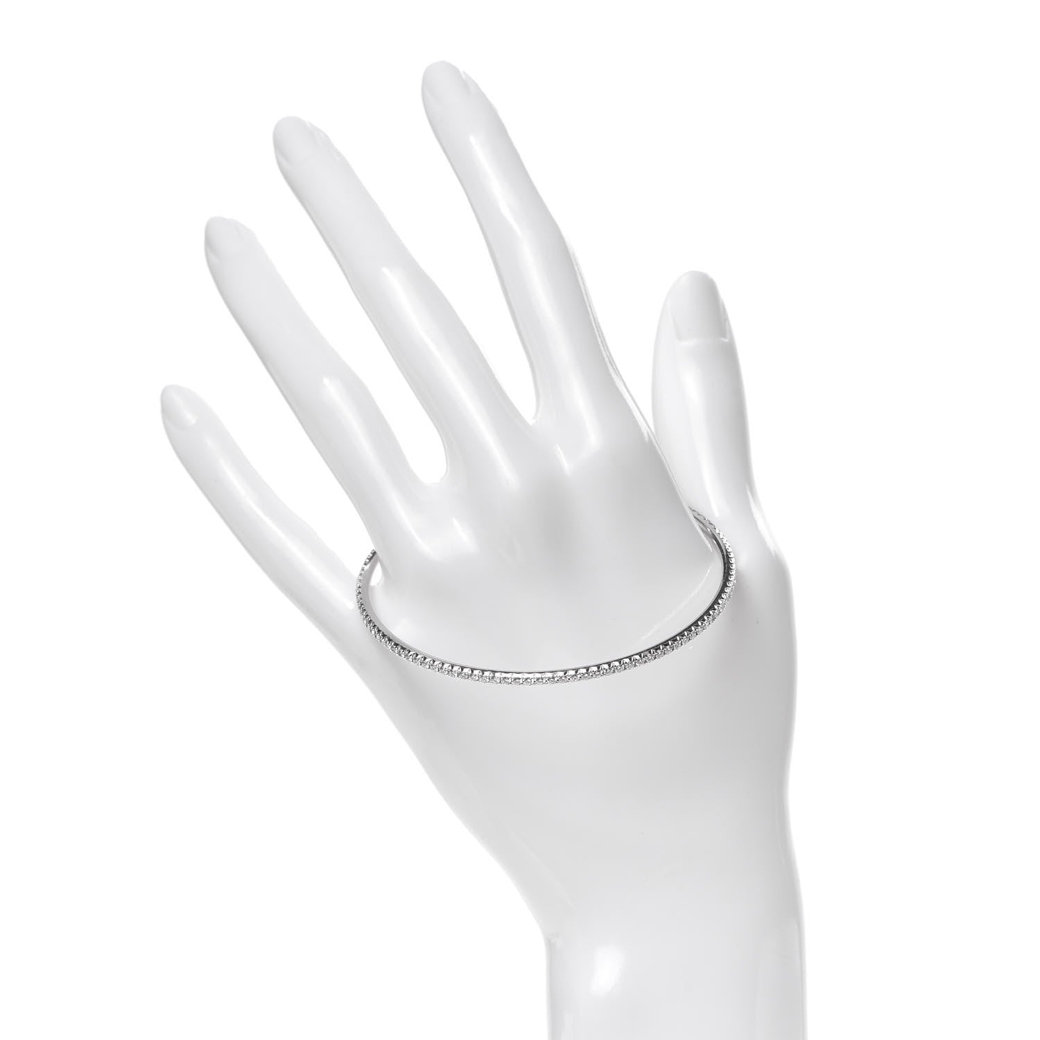 Tiffany 18K White Gold Diamond Metro Bangle Bracelet 2 of 4