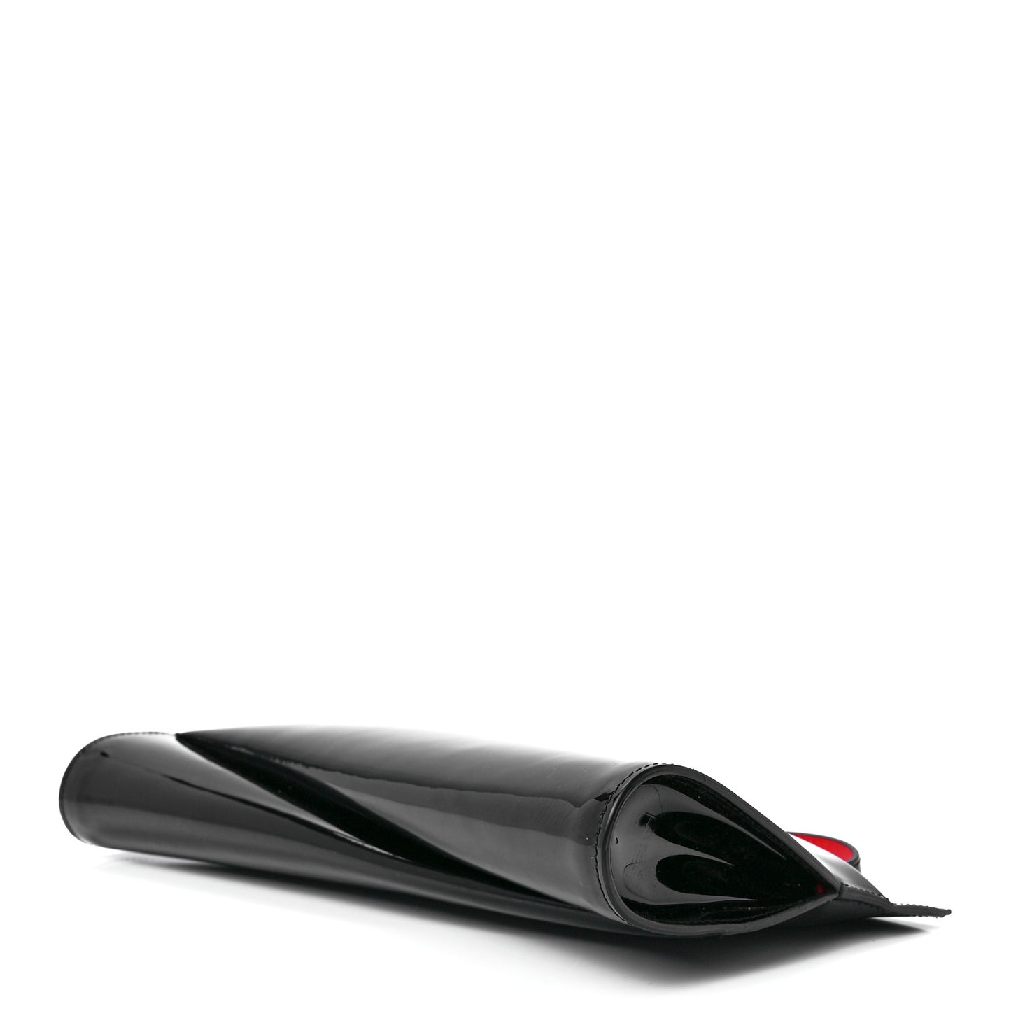 Patent Loubi Twist Zip Clutch Bag Black