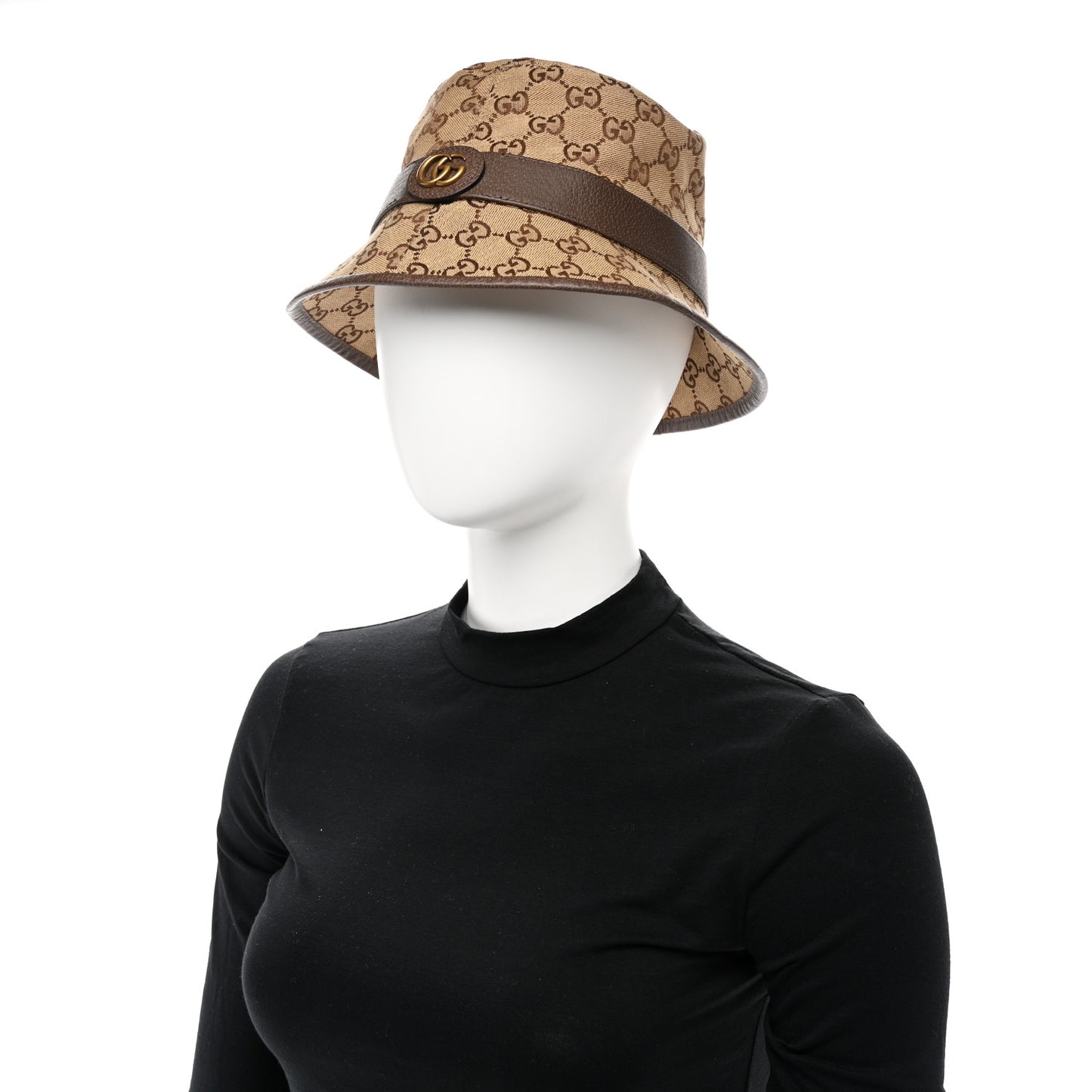 Monogram Textured Dollar Calfskin GG Jago Bucket Hat S Cacao Beige