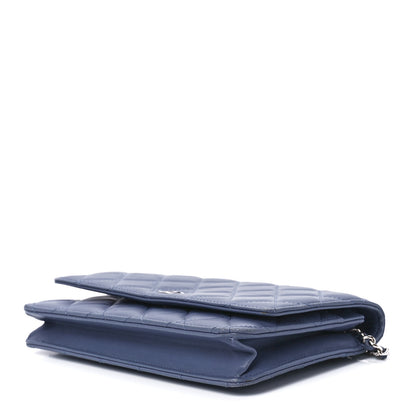 Chanel Lambskin Quilted Wallet On Chain WOC Blue 10 of 13