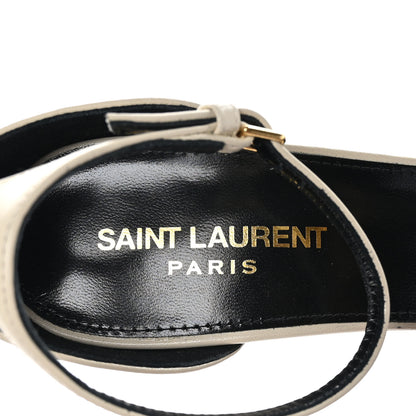 Saint Laurent Lambskin Jodie Platform Sandals 39.5 Pearl 8 of 9