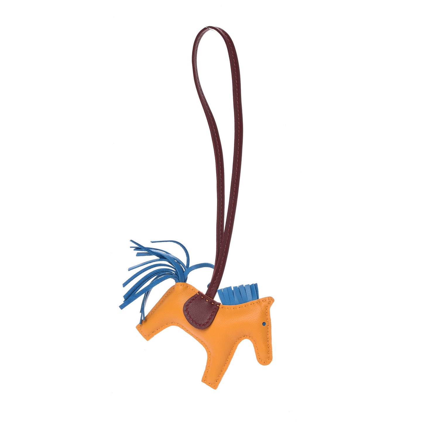Milo Lambskin Grigri Rodeo Horse Bag Charm PM Jaune D'Or Bleu Agate Cornaline