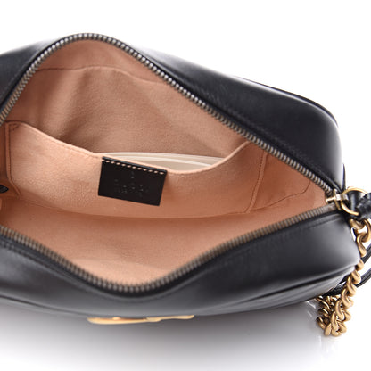 Gucci Calfskin Matelasse Small GG Marmont Chain Shoulder Bag Black 4 of 9