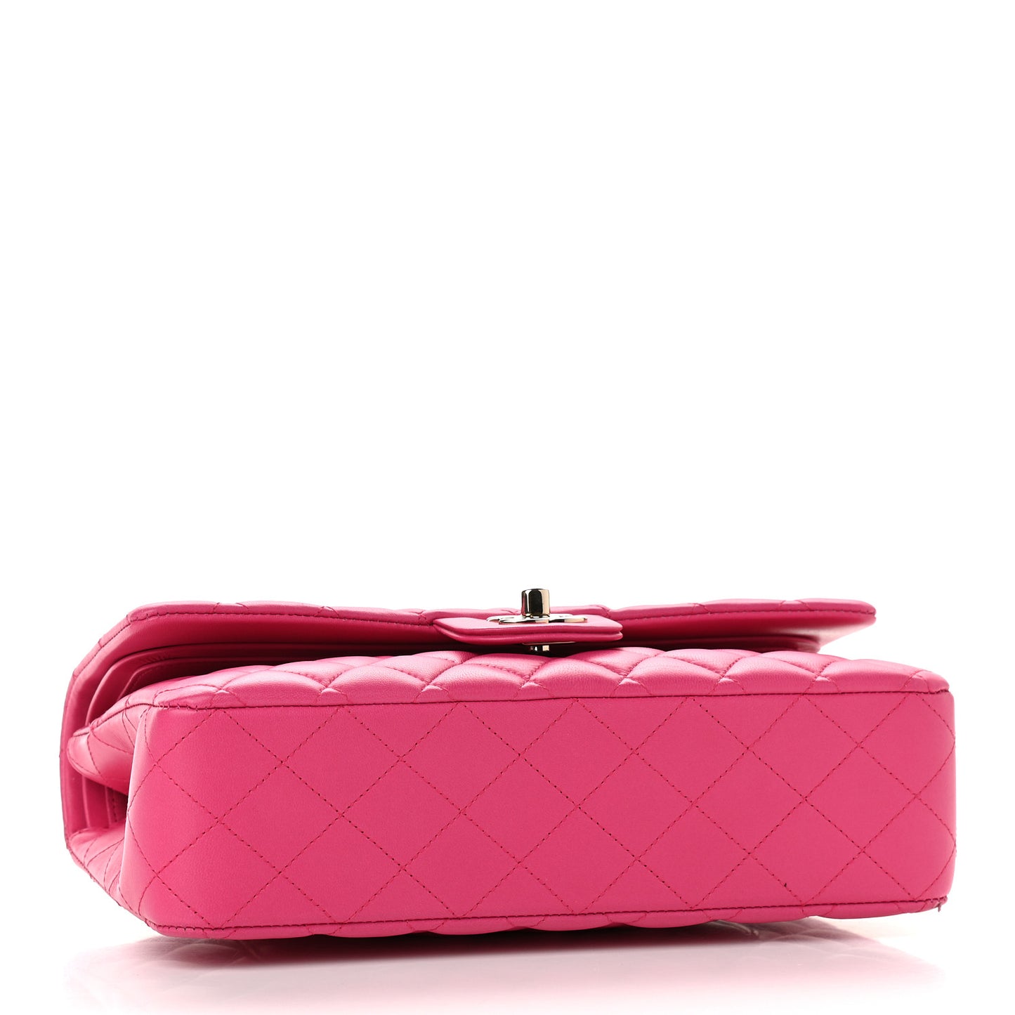 Lambskin Quilted Medium Double Flap Dark Pink