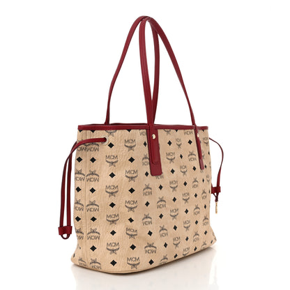 MCM Visetos Medium Liz Reversible Shopper Tote Beige Ruby Red 5 of 17