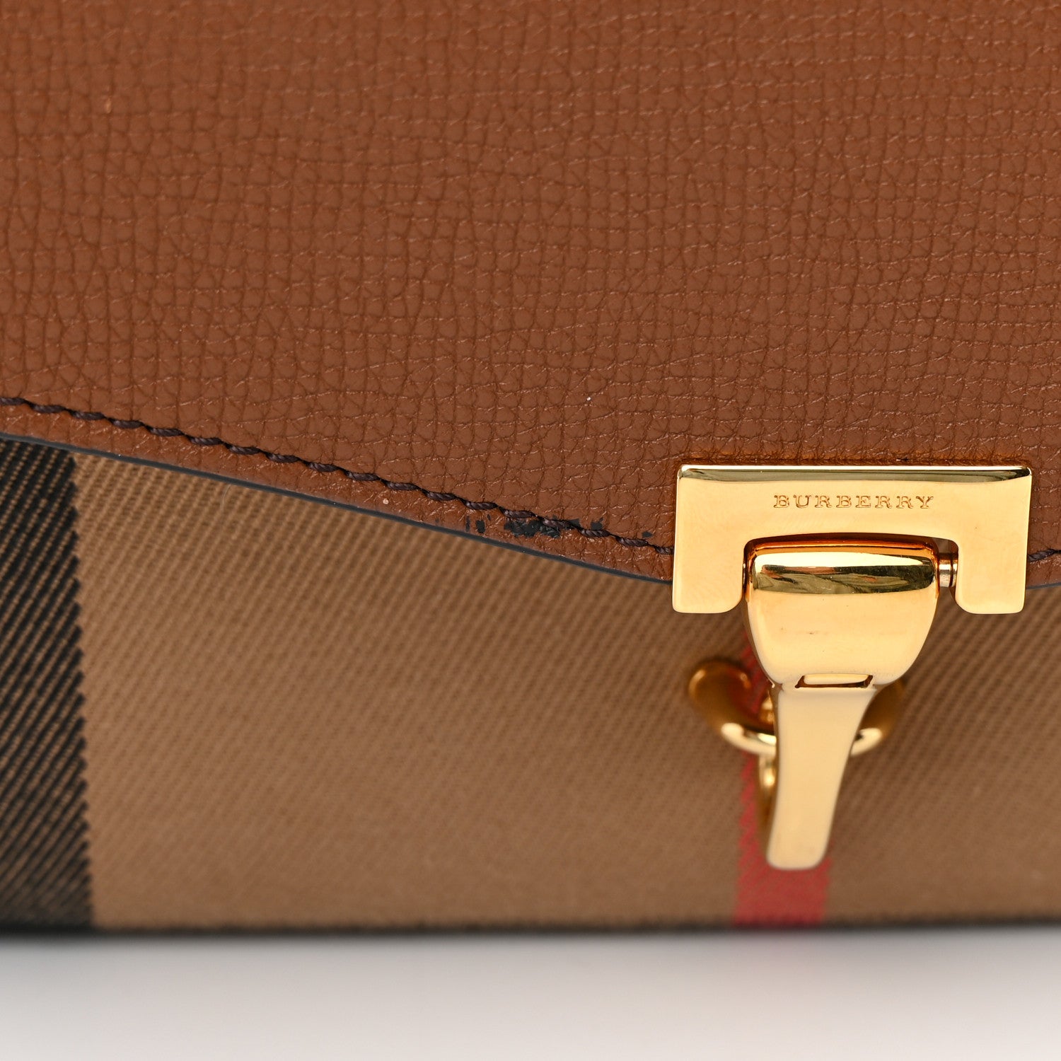 Burberry Derby Calfskin House Check Small Macken Crossbody Bag Tan 15 of 15
