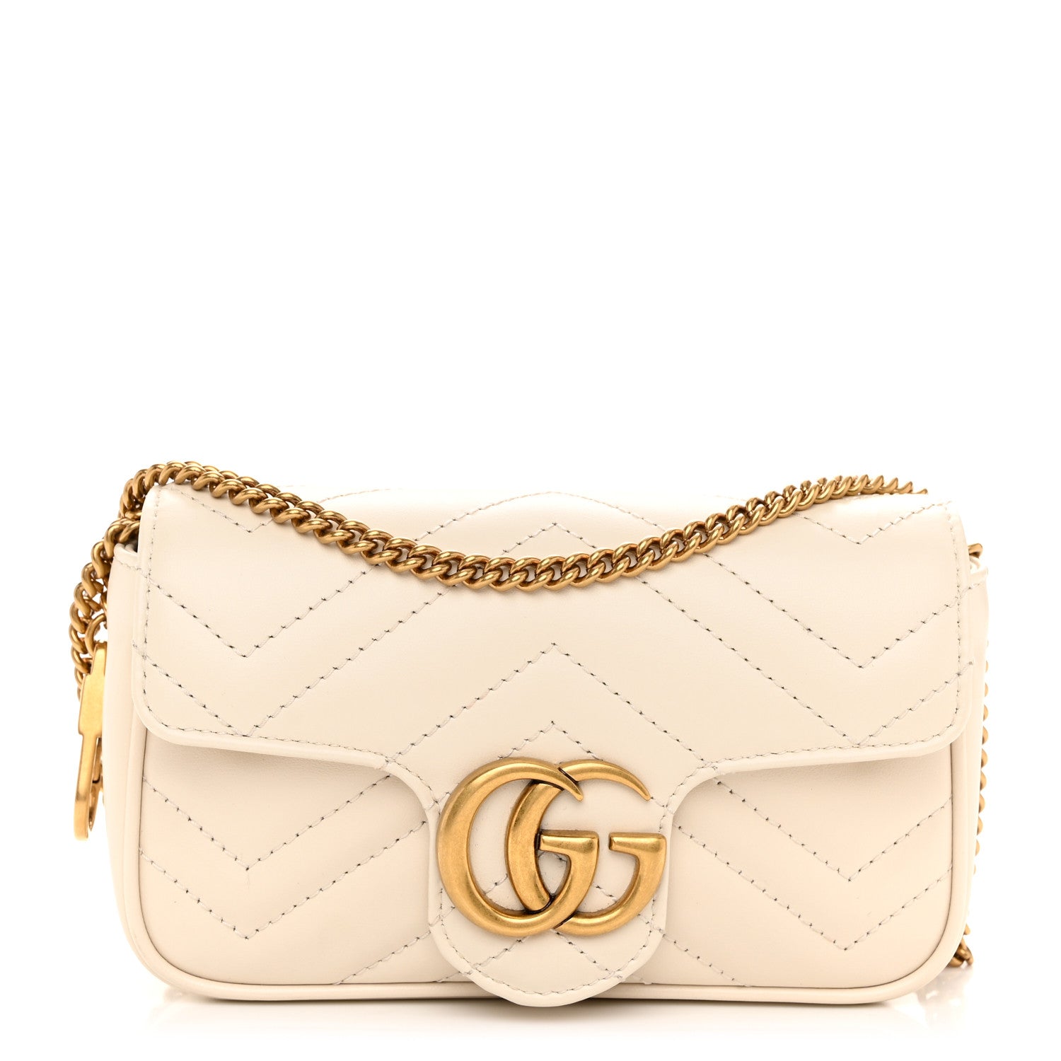Gucci Calfskin Matelasse Super Mini GG Marmont Shoulder Bag White 1 of 11