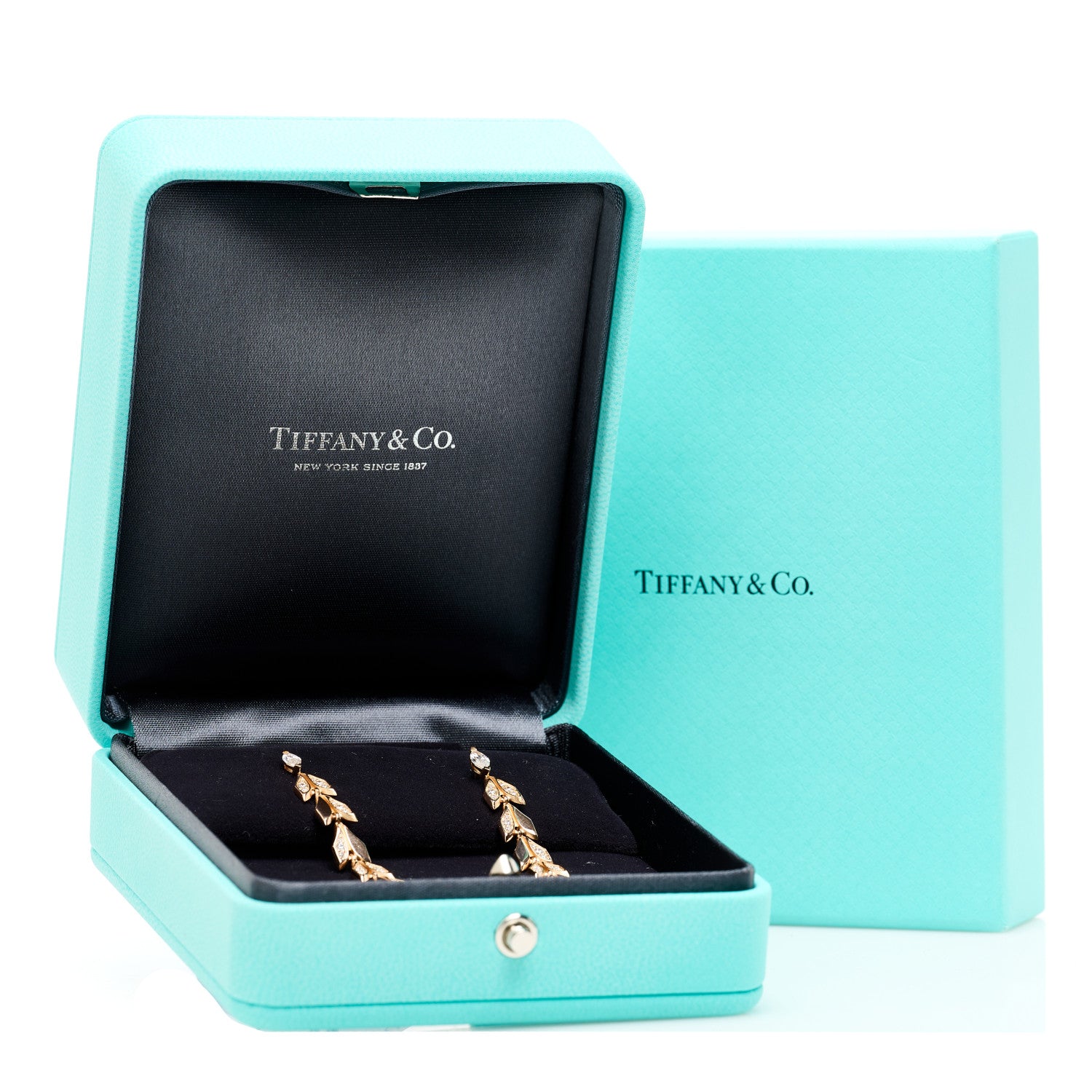 Tiffany 18K Rose Gold Diamond Victoria Vine Drop Earrings 5 of 5