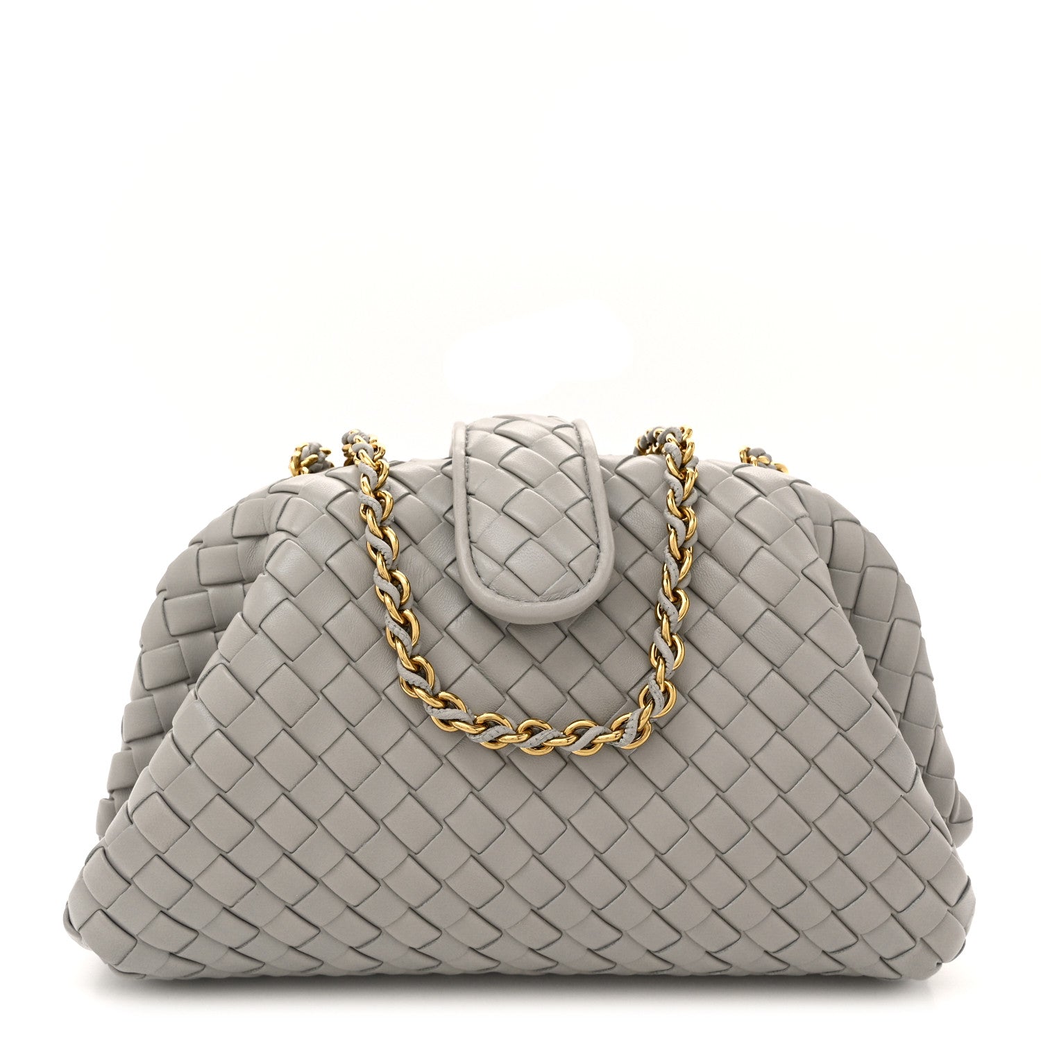 Bottega Veneta Nappa Intrecciato Small The Lauren 1980 Clutch With Chain Sterling 1 of 10