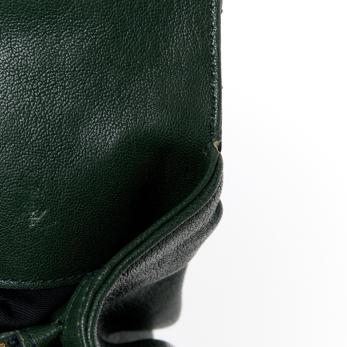 Sheepskin Matelasse Chevron Monogram Large College Satchel Dark Green