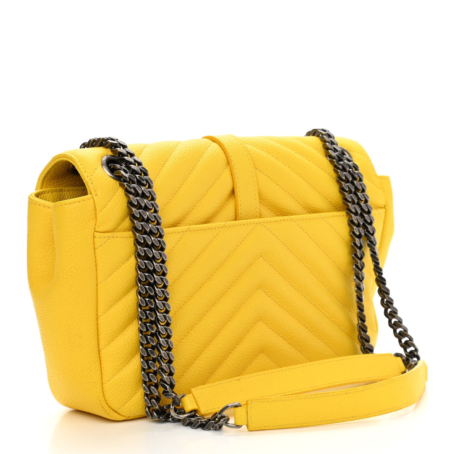 Saint Laurent Sheepskin Matelasse Chevron Monogram Medium Chain Bag Mimosa 3 of 11