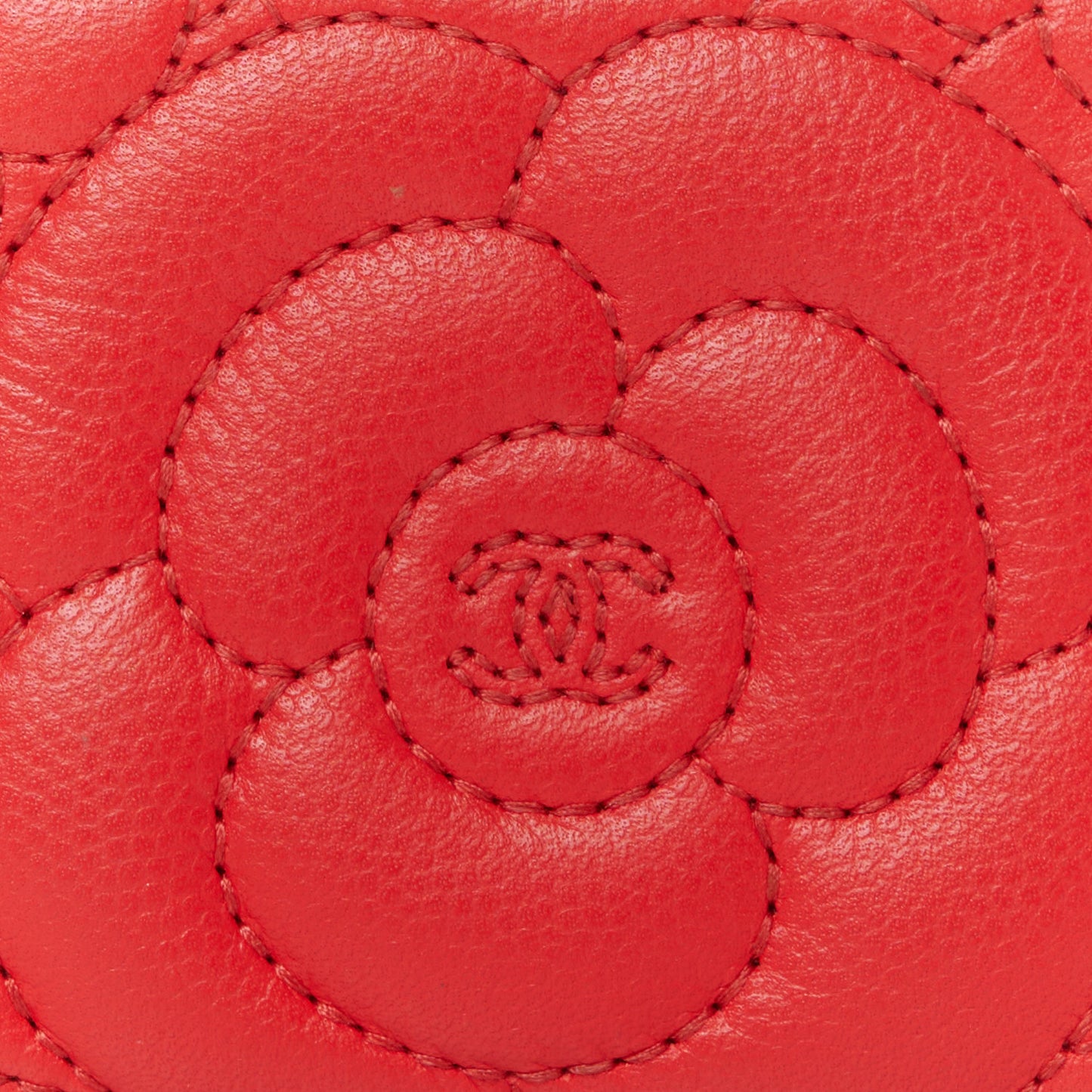 Caviar Camellia Embossed Card Holder Red