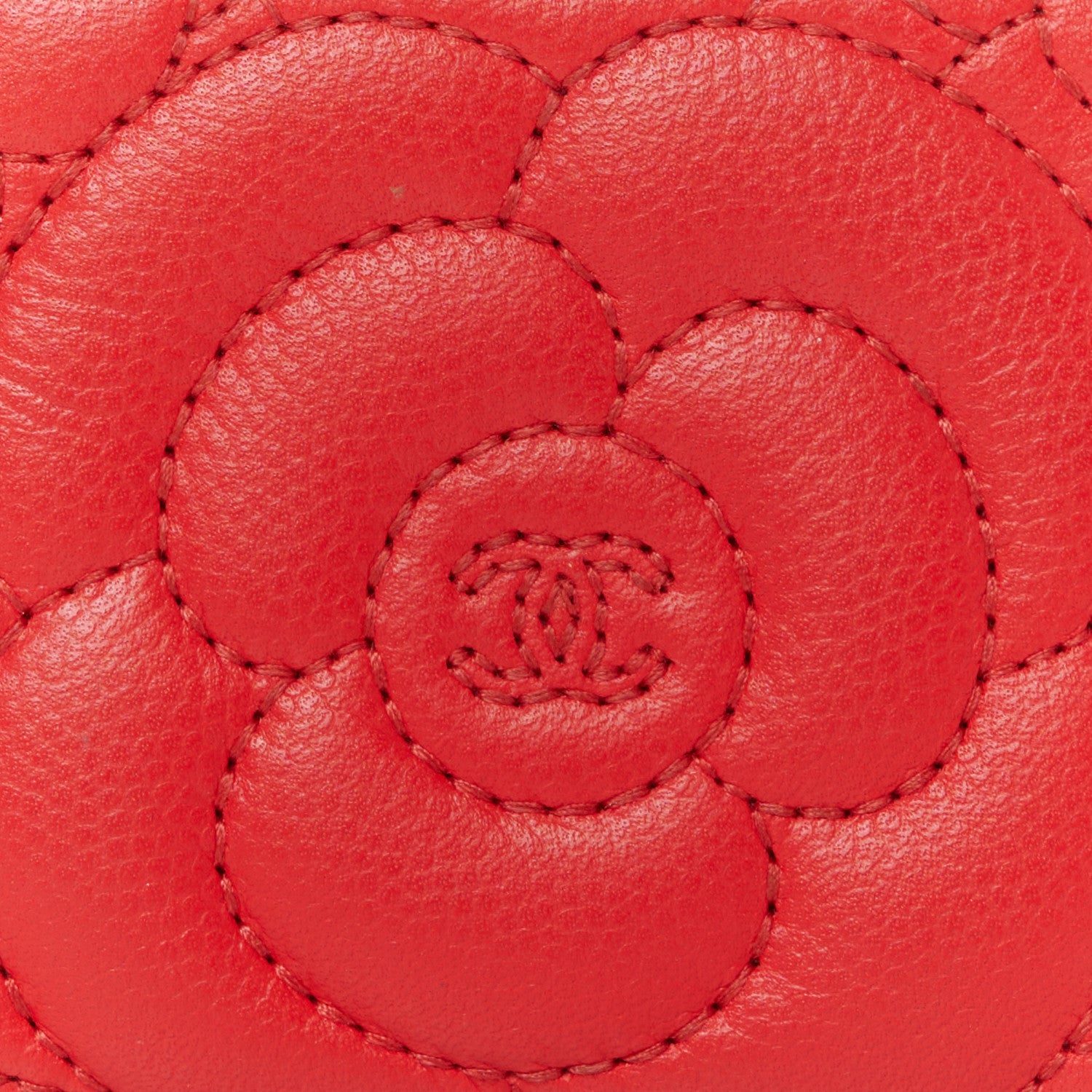 Chanel Caviar Camellia Embossed Card Holder Red 9 of 10