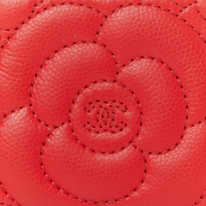 Chanel Caviar Camellia Embossed Card Holder Red 9 of 10