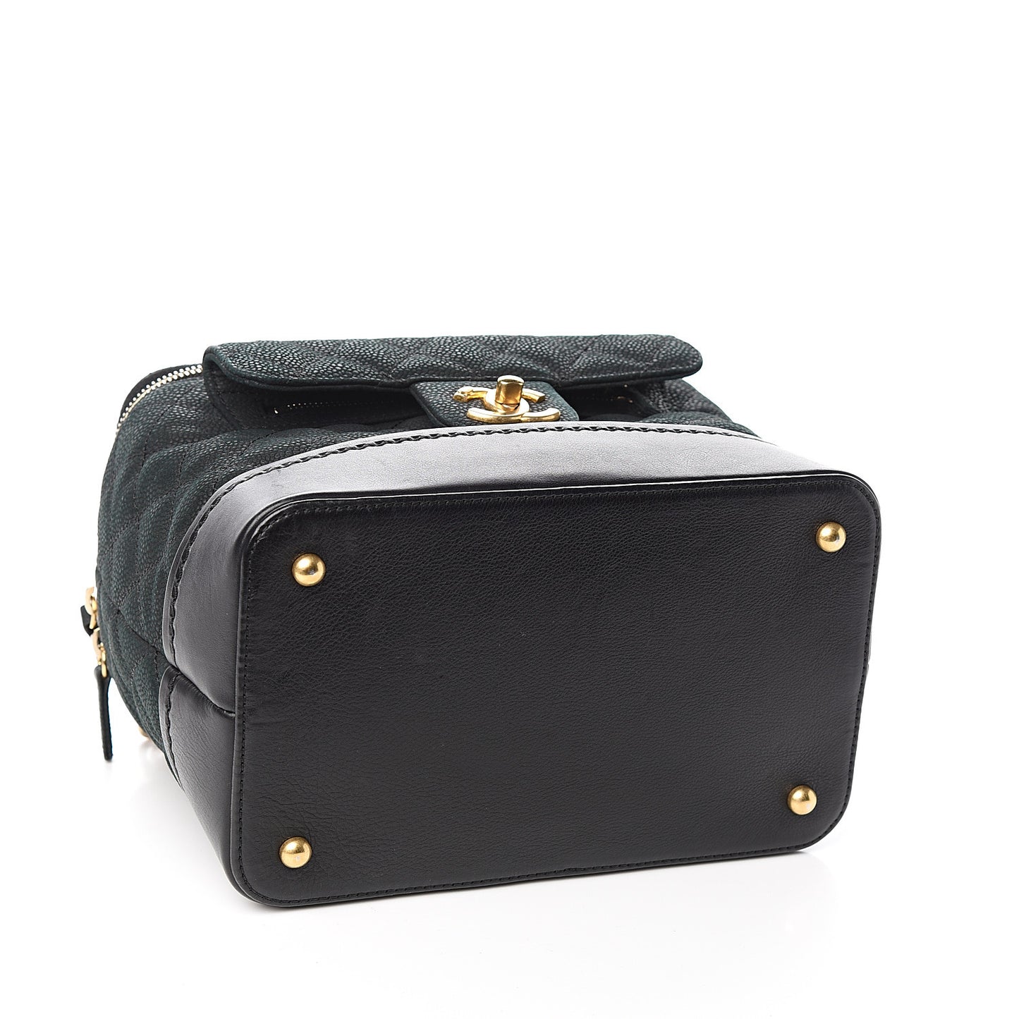 Iridescent Grained Calfskin Quilted Globe Trotter Vanity Case Black