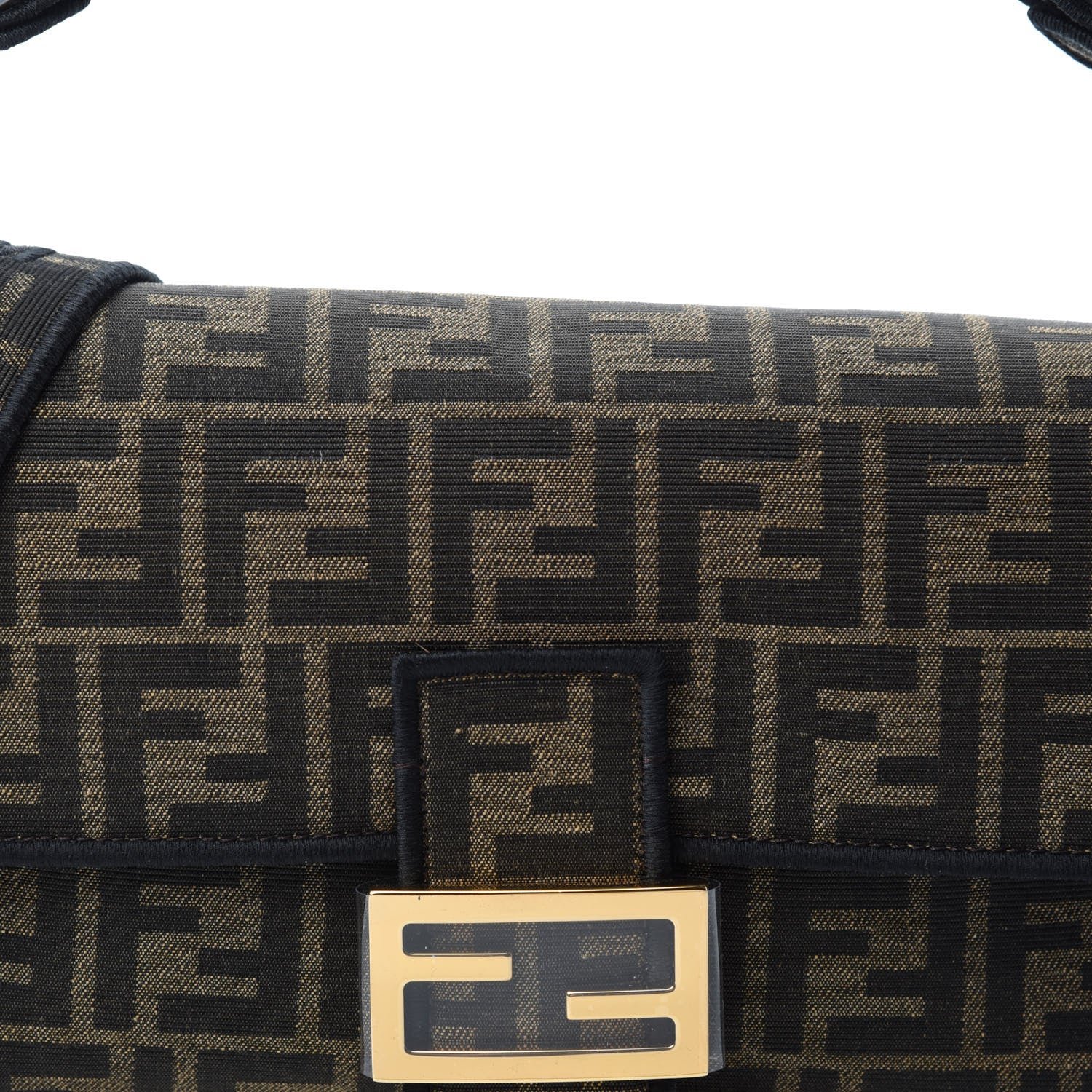Fendi Fabric Jacquard FF 1974 Medium Baguette Tobacco Moro Black 10 of 10
