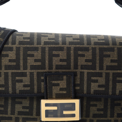 Fendi Fabric Jacquard FF 1974 Medium Baguette Tobacco Moro Black 10 of 10
