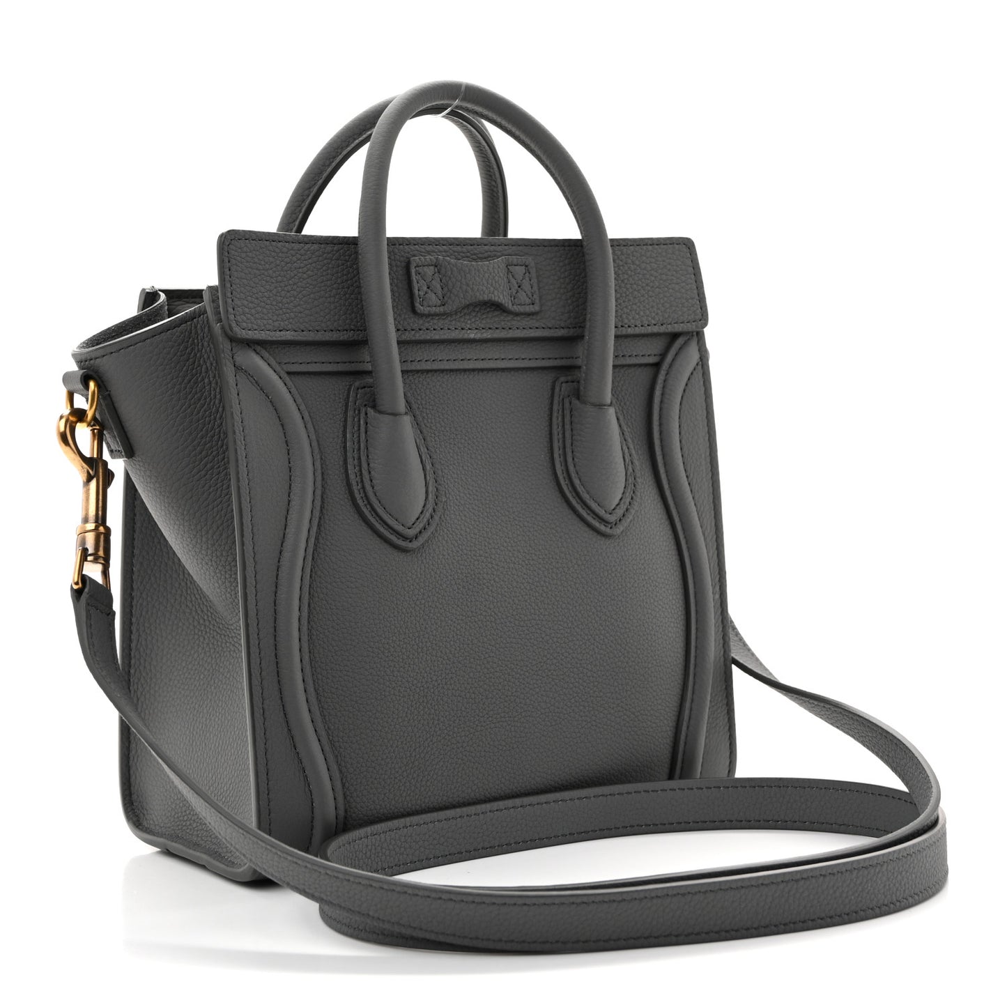 Drummed Calfskin Nano Luggage Kohl