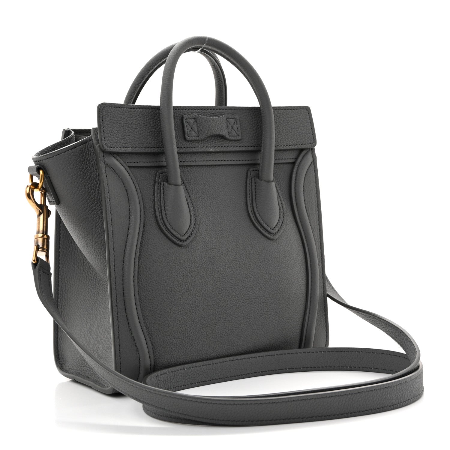Celine Drummed Calfskin Nano Luggage Kohl 3 of 13
