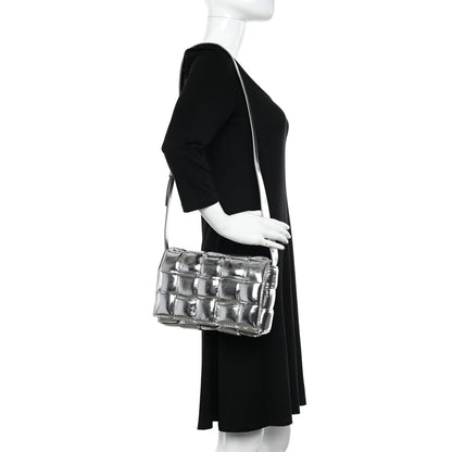 Bottega Veneta Metallic Lambskin Padded Cassette Crossbody Bag Silver 2 of 9