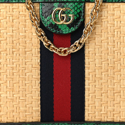 Gucci Raffia Elaphe GG Small Ophidia Chain Shoulder Bag Natural New Shamarock 10 of 13