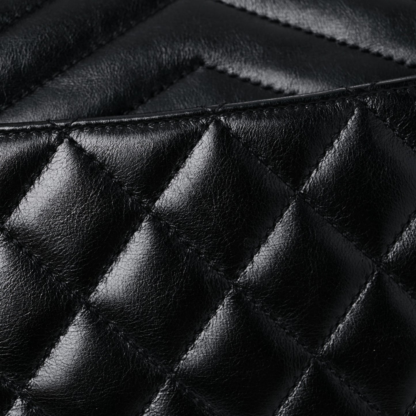 Calfskin Quilted Large Mad About Quilting Flap Black