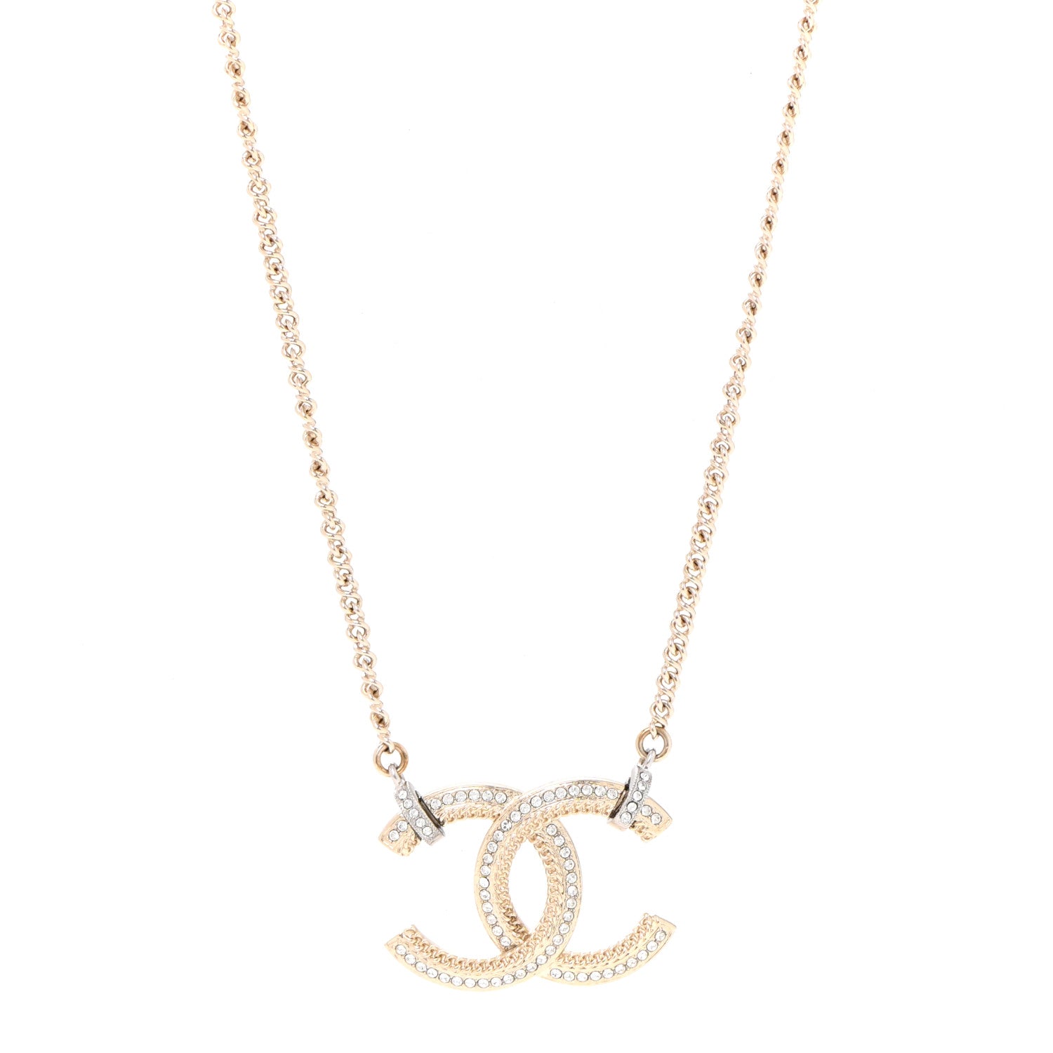 Chanel Crystal CC Pendant Necklace Gold 1 of 7